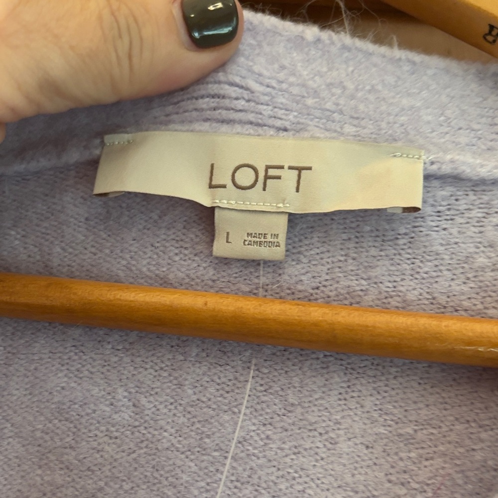 LOFT Light Purple V-Neck Cardigan - Picture 2 of 9